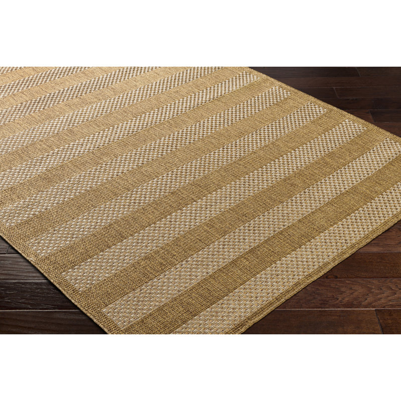 Outdoor Jute-Look Striped Rug Tan/Brown_PMB2302, Rectangle 120 x 170cm