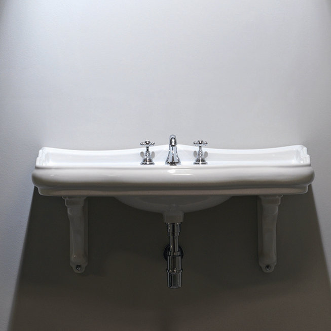 Retro 39.4'' L Bathroom Sink, Three Faucet Holes