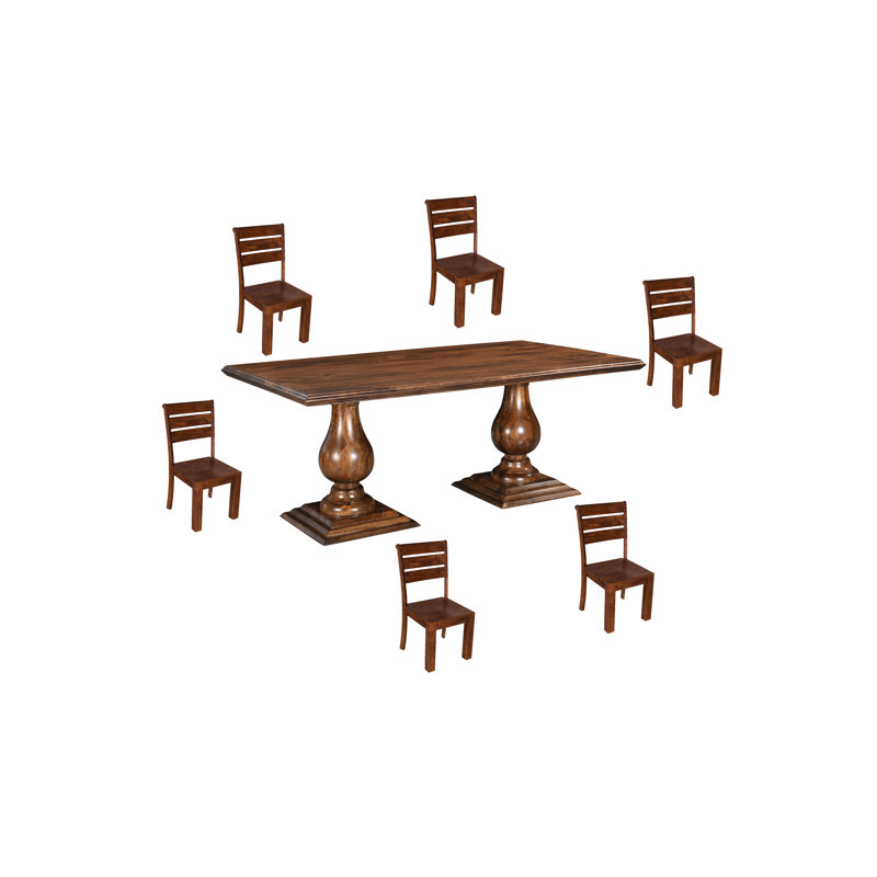 Ensemble de salle à manger 42 po Josiane, H 30 po x L 75 po x l 42 po, 7 pièces : table, 6 chaises, Noyer