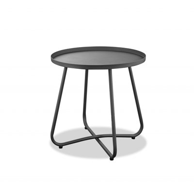 Table de bout ronde grise en aluminium pour l'intérieur et l'extérieur