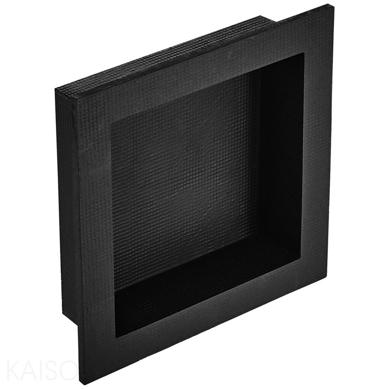 Niche de douche prête à poser 16 po x 16 po, organisateur à tablette simple, coins carrés encastrés et encastré, niche de rangement scellée à savon moderne pour salle de bain, noir