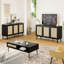 Buffet avec 3 portes en rotin et console de rangement pour la cuisine-545356420