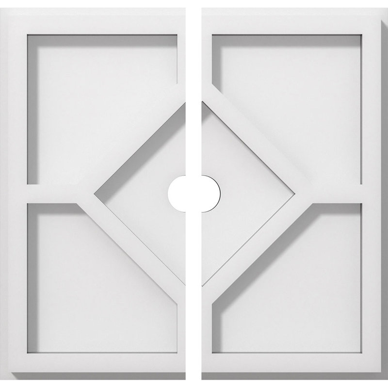 Médaillon de plafond contemporain en PVC de qualité architecturale Embry, deux pièces, H 1 po x l 10 po x P 10 po
