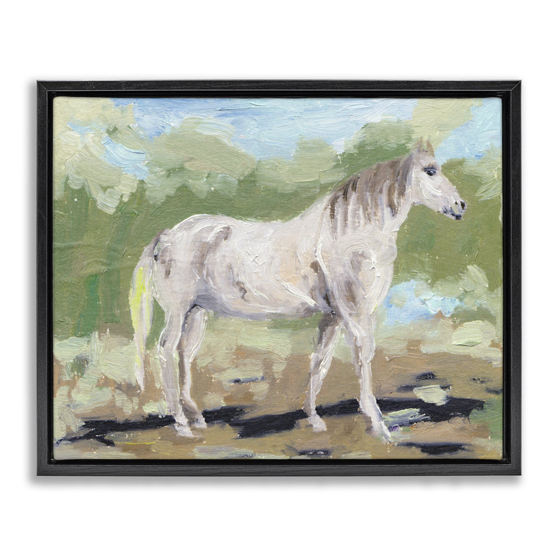 «Horse's Quiet Gallop», art mural encadré sur toile flottante, H 17 po x l 21 po, Cadre flottant noir de jais