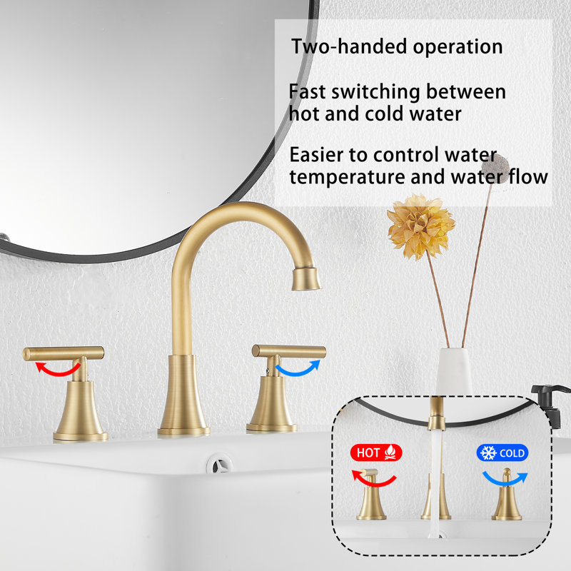 Widespread Bathroom Faucet, Antique Brass