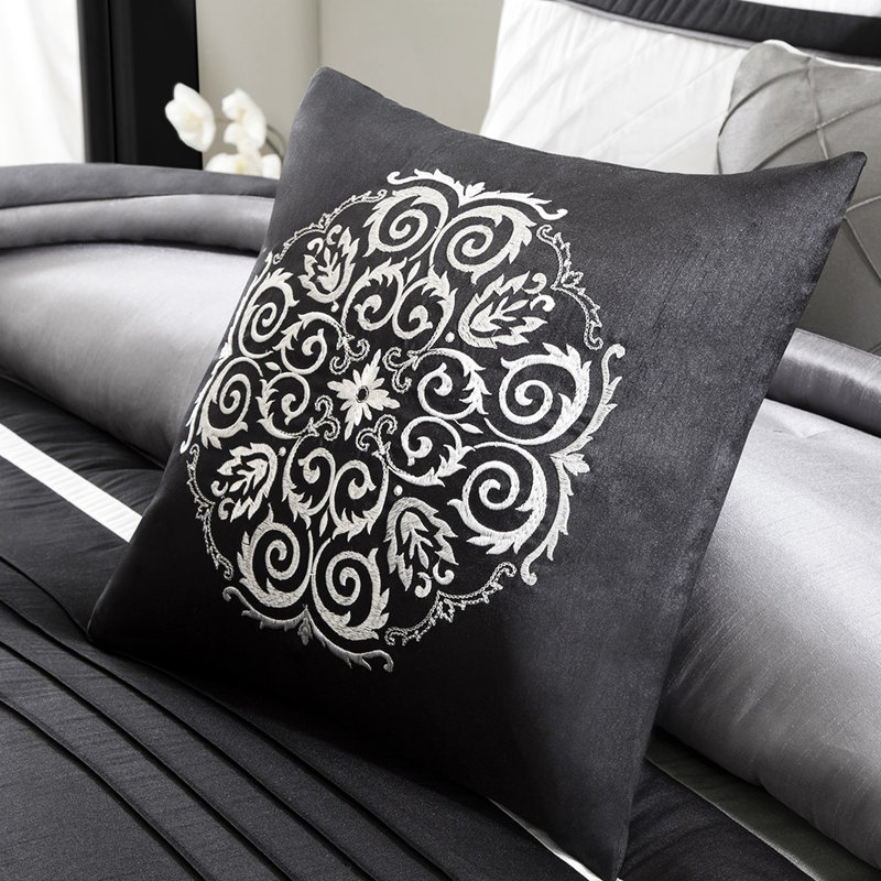 Édredon gris très grand 7 pièces, conception subtile avec, et literie, pièce, pour chambre à coucher élégante, Grey