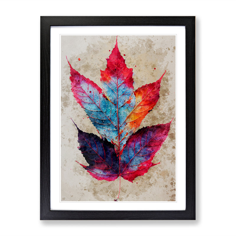 XV1022-4942X Vibrant Leaf - Print, Black Framed Paper, 66cm H x 48cm W, White