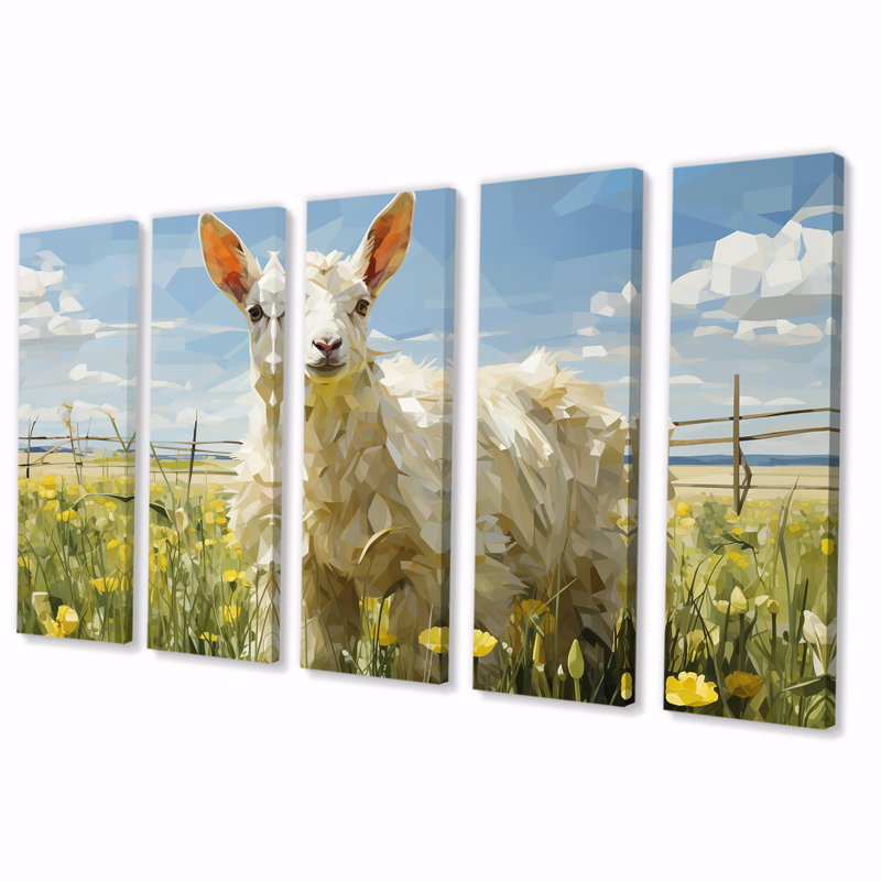 "Goat Pasture Patterns II" - ensemble d'art mural 5 pièces, H 28 po x l 60 po