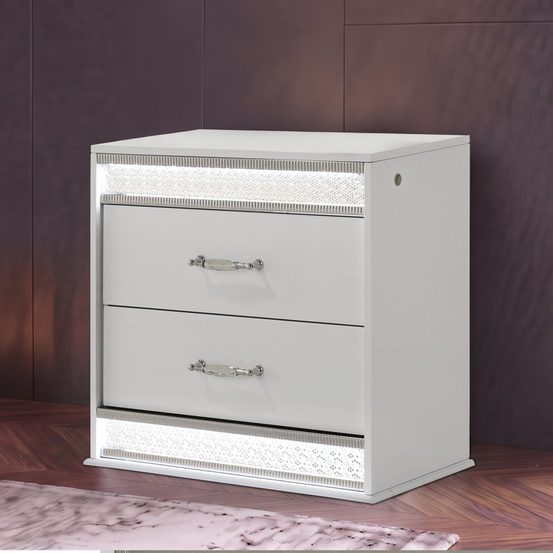 Lashell 2-Drawer Nightstand with LED Lighting