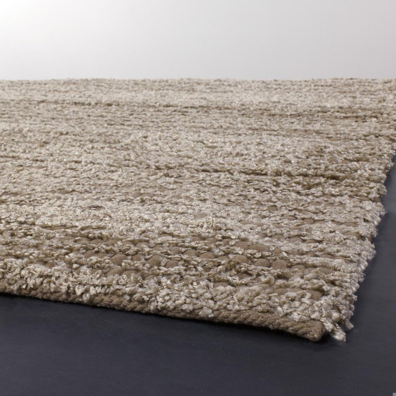 Castlewood Authentic Hand-Woven Handmade Modern Mixed-Textured Design Beige Polyester Indoor Area Rug, Beige/White