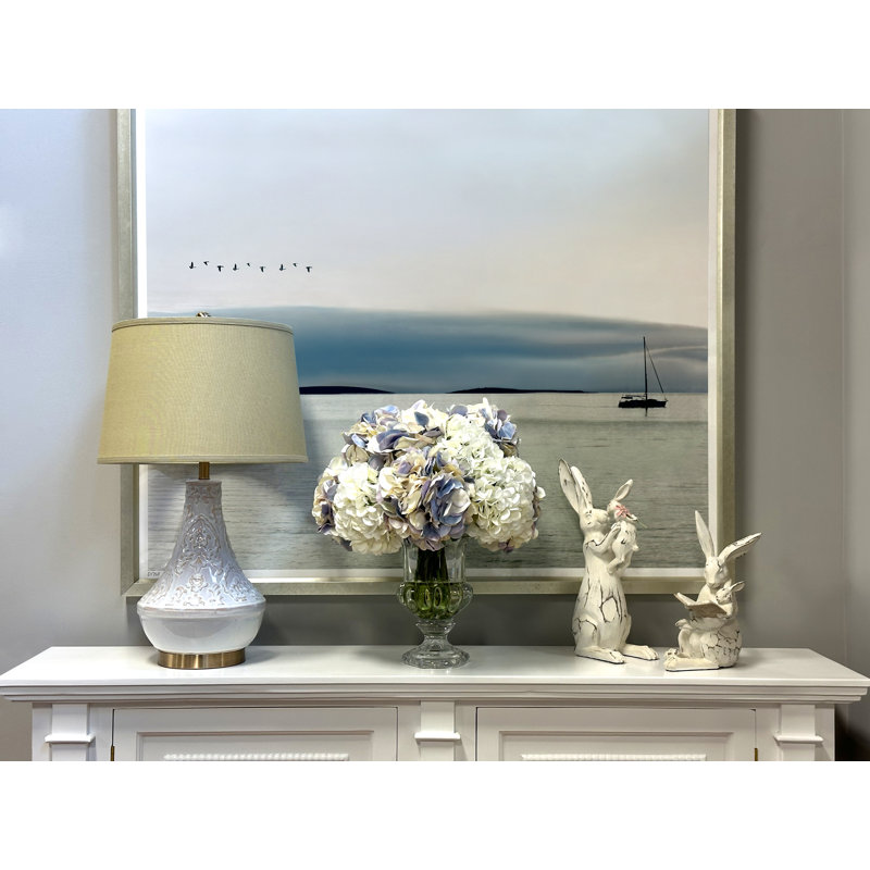 Assorted Hydrangeas in Glass Pedestal Vase