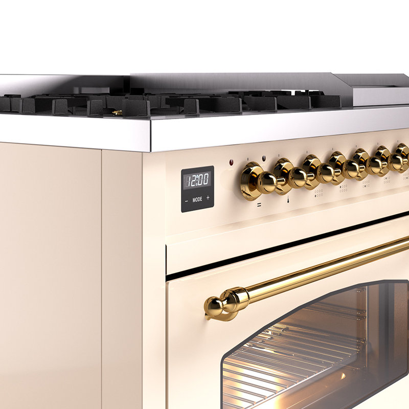 ILVE Nostalgie II Series 48 inch Dual Fuel Range with 8 Sealed Burners, Griddle (Glass Door), Liquid Propane