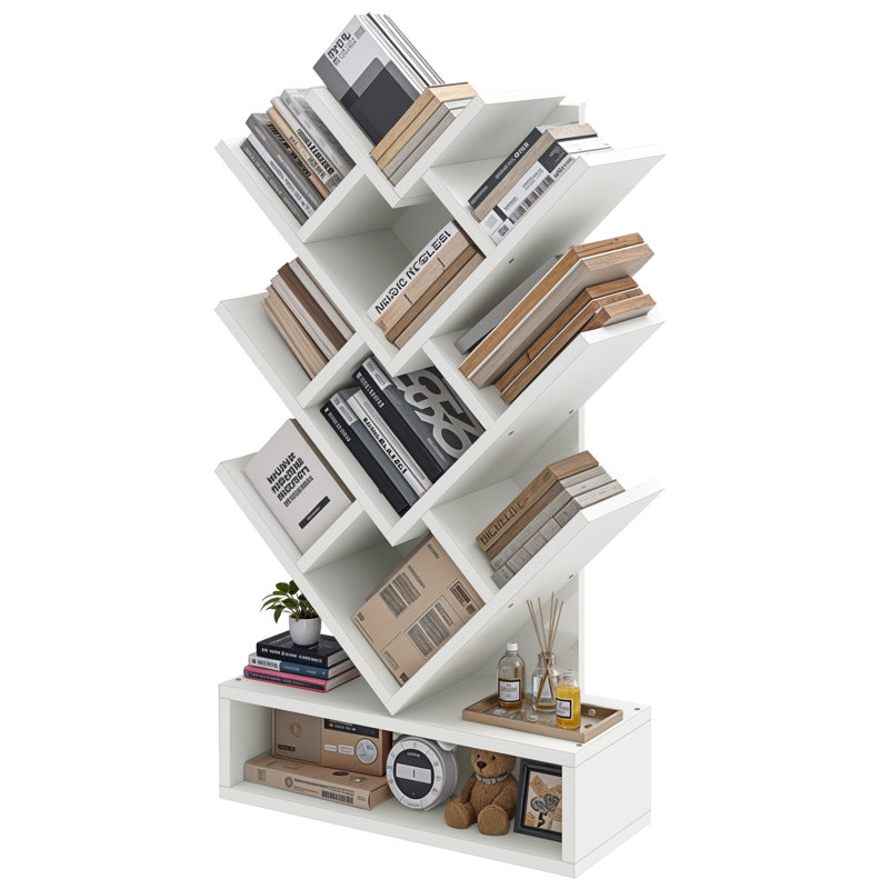 103cm H x 57cm W Geometric Bookcase, White