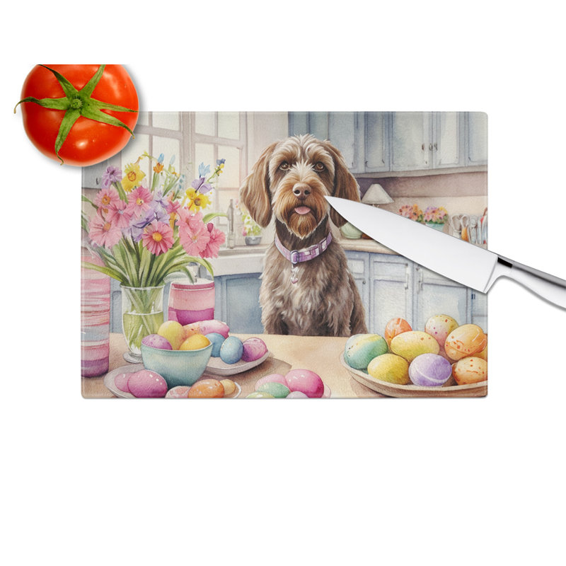 Decorating Easter Wirehaired Pointing Griffon Glass Cutting Board