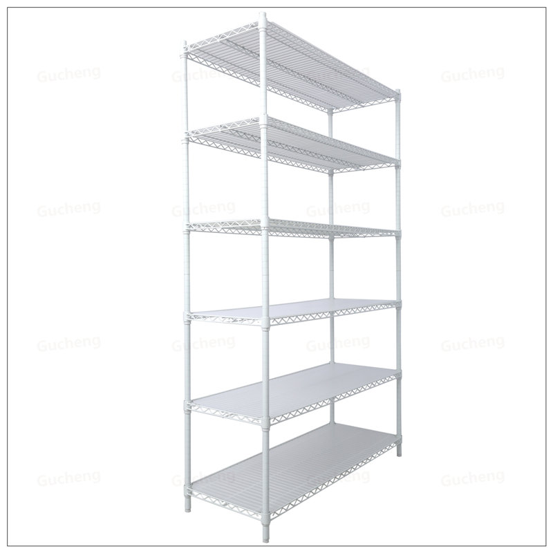 Étagère à 6 niveaux en métal robuste avec tablettes et roues réglables pour des solutions de rangement polyvalentes