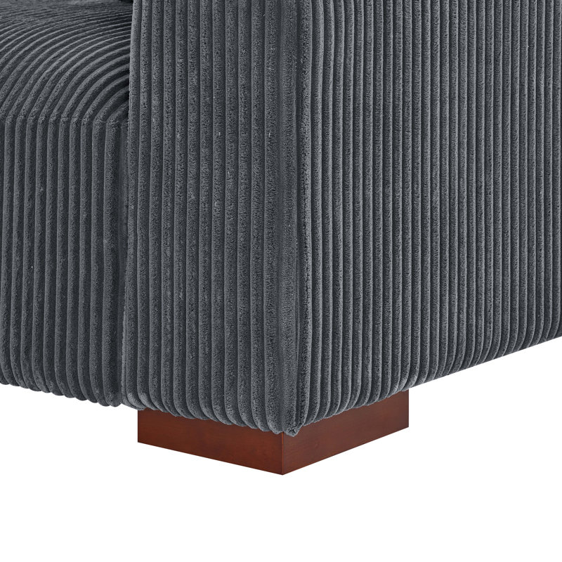 Asyiah Upholstered L-Shaped Sectional, Gray Corduroy, Left Hand Facing