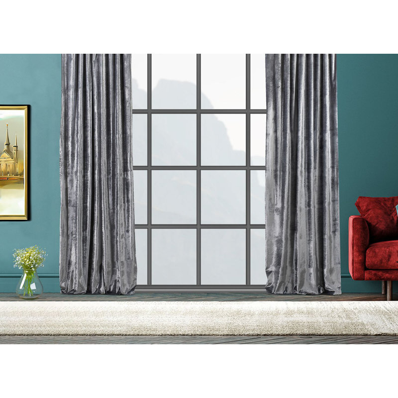 Room Darkening Single Curtain Panel, 130cm Width x 295cm Drop, Grey