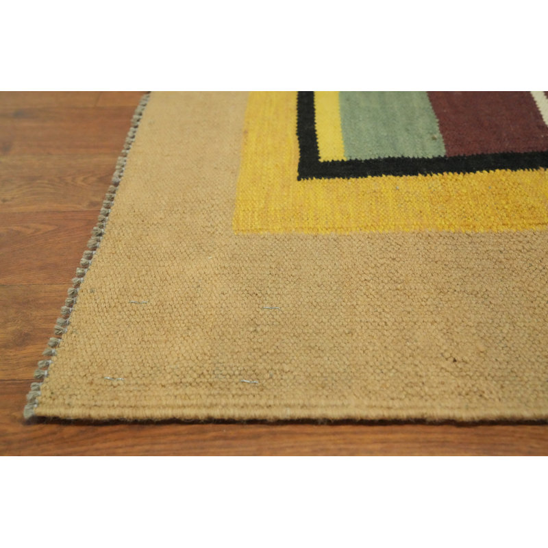 Tapis oriental géométrique en laine Kilim 8 x 10