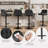 Set Of 3 Modern Adjustable Swivel Counter Height Bar Stools, PU Leather Upholstered With Tufted Back, Black