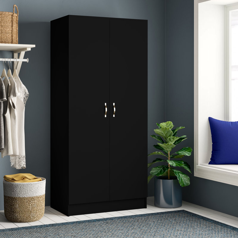 Maybery 2 Door Manufactured Wood Wardrobe, Black
