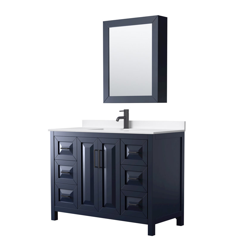 Daria 48'' W Vanity, Matte Black, Blue, Giotto Quartz