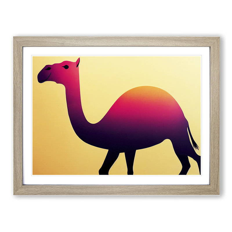 Epic Camel - Single Picture Frame Print, 25cm H x 34cm W, Oak