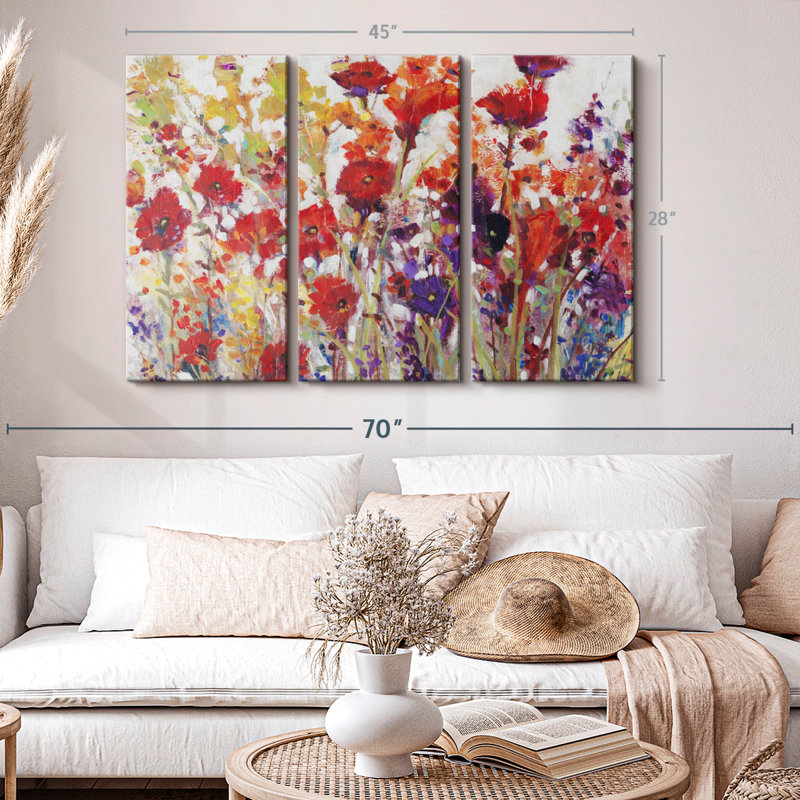 «Variété de fleurs I», 3 pièces, H 28 po x l 45 po