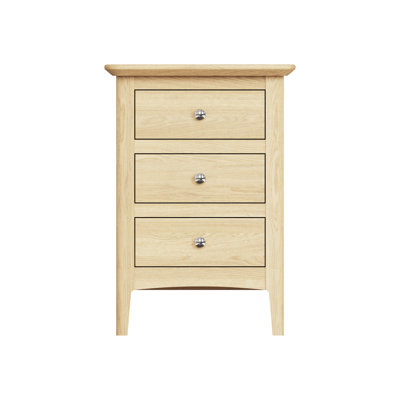 Claiborne Ash 3 Drawer Bedside Table Nightstand Cabinet