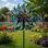 Tourne-vent d'extérieur en métal avec piquet, sculpture de jardin pour la cour, le jardin, le sentier et le jardin, H 63 po x l 13 po