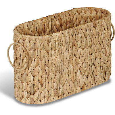 Water Hyacinth Toilet Paper Storage Basket – Slim Bathroom Organizer, Holds Up To 9 Mega Rolls, Boho Home Decor
