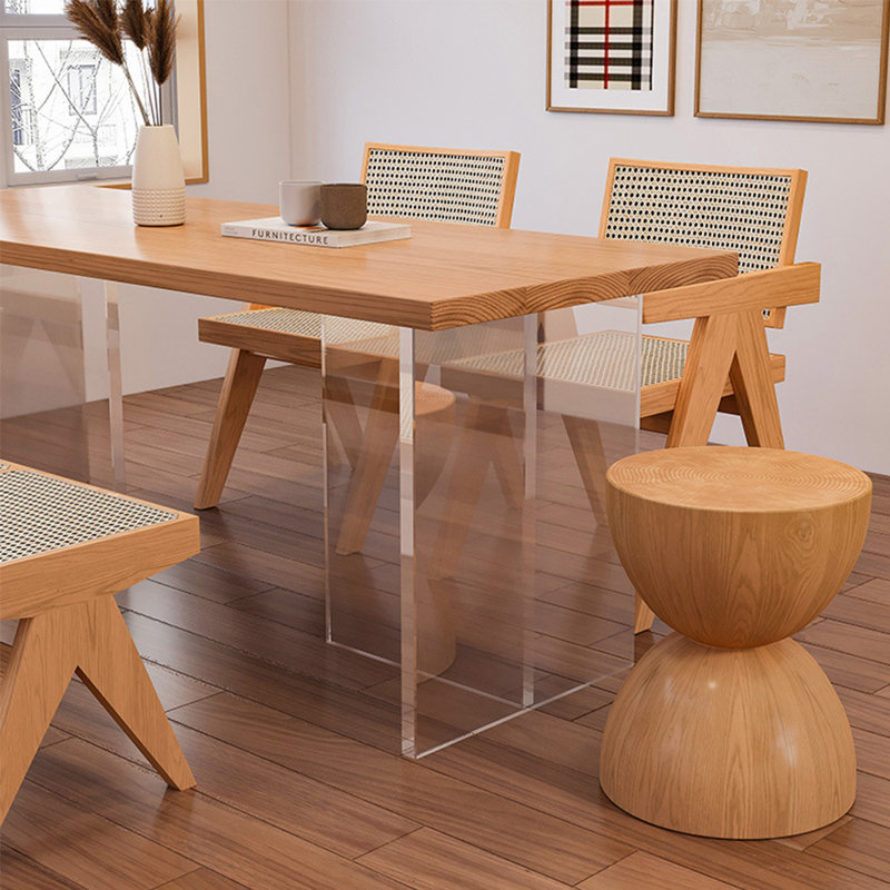Modern solid wood acrylic dining table set, 29.5"H x 62.9"L x 27.5"W