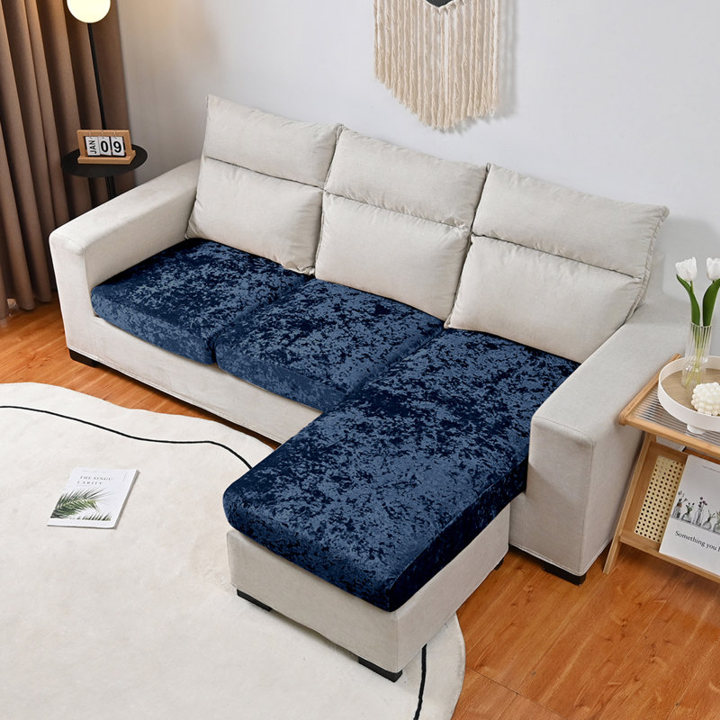 Housse pour canapé à coussins carrés/rectangulaires, Champagne, 9" H x 88" W x 33" D