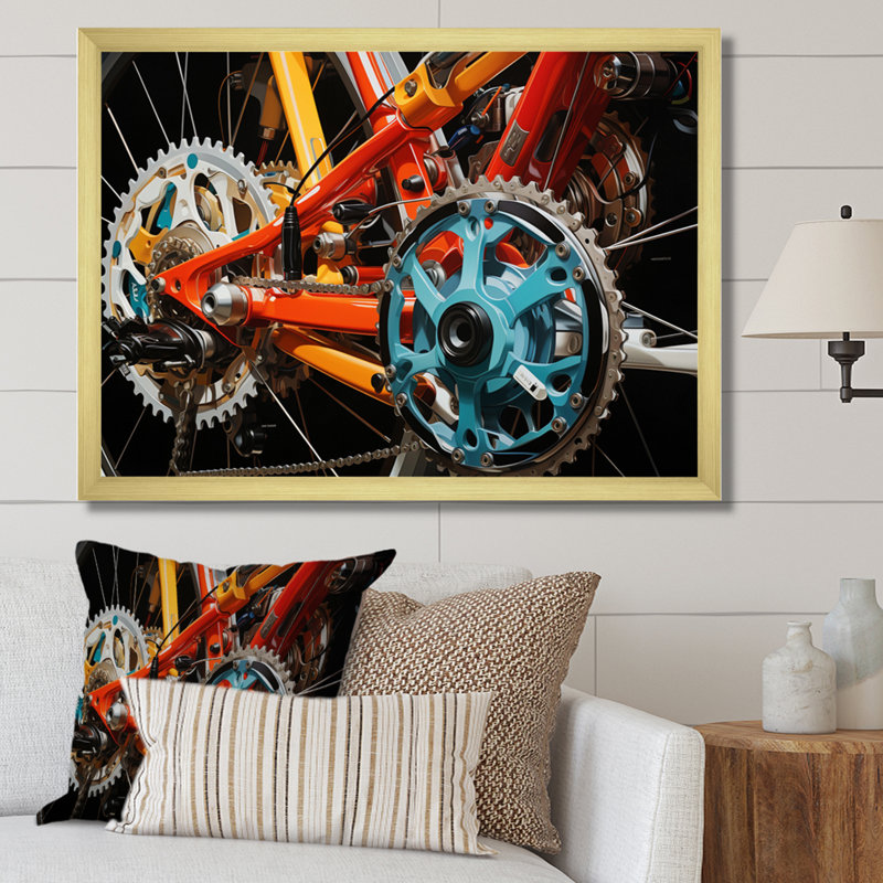 Vélo, Perspectives dynamiques - Transport, reproduction d'art sur toile, H 16 po x l 32 po x P 1 po, Cadre flottant doré