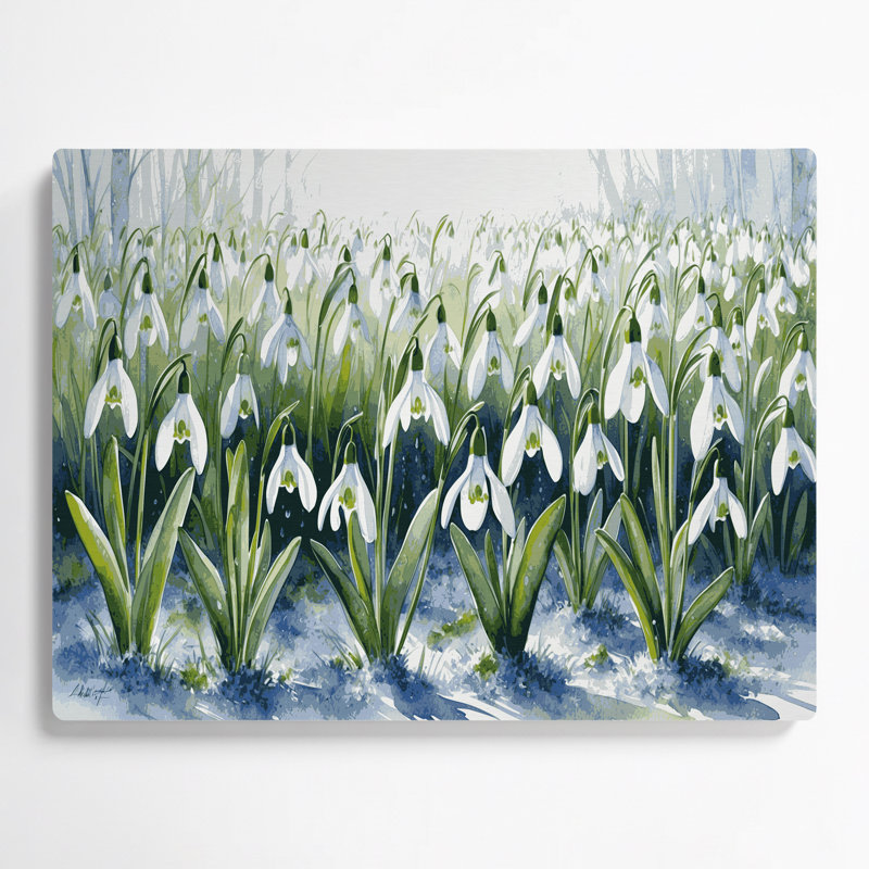 «Botanical Snowdrops», art mural en métal vert, H 8 po x l 10 po