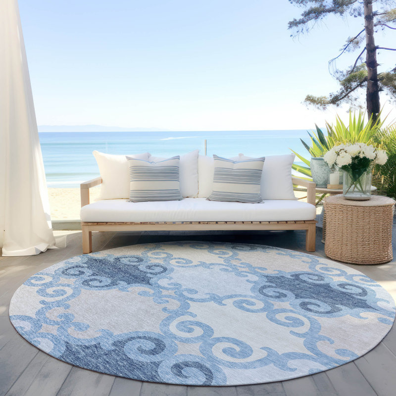 Malek Indoor/Outdoor Area Rug with Non-Slip Backing, Round 8'