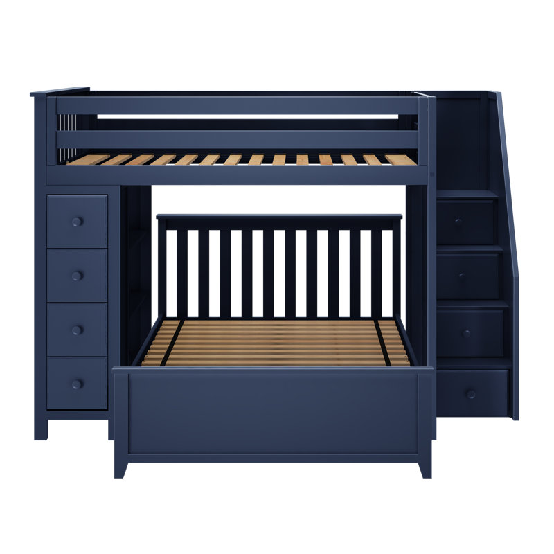 Haner Kids Full Over Full Bunk Bed with Drawers, Blue