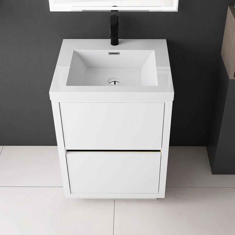 Meuble-lavabo autoportant 24 po avec lavabo 24 po, Blanc