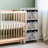 3 Drawer Wooden Cabinet with Wicker Storage Baskets and Tan Teddy Bear Design for Home Organization