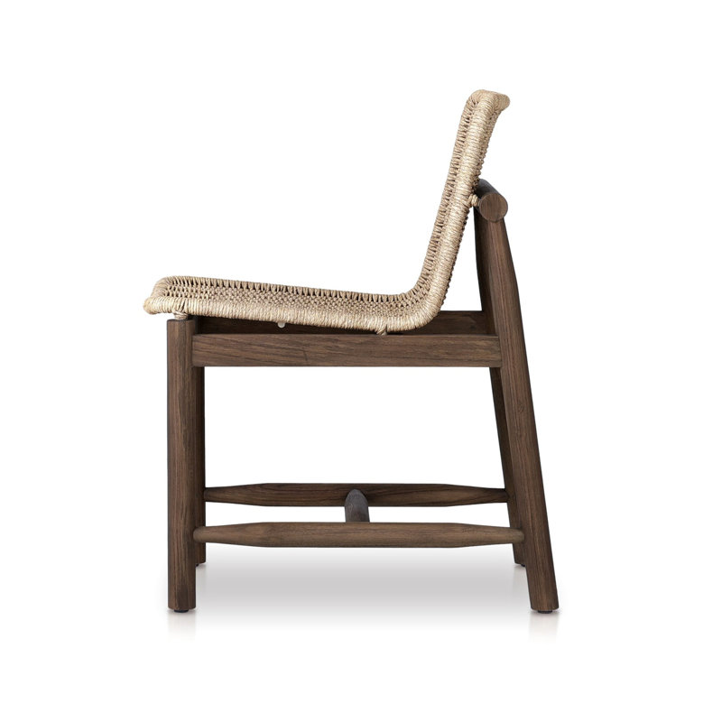 Dume Outdoor Dining Chair, White/Brown