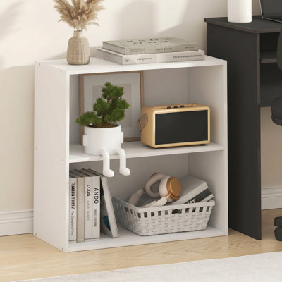 Malm Book Shelf, 2-Tier Bookshelf, Bookcase with Open Shelves, 11.6 x 24.6 x 23.7, for Living Room, Bedroom, Home Office, White