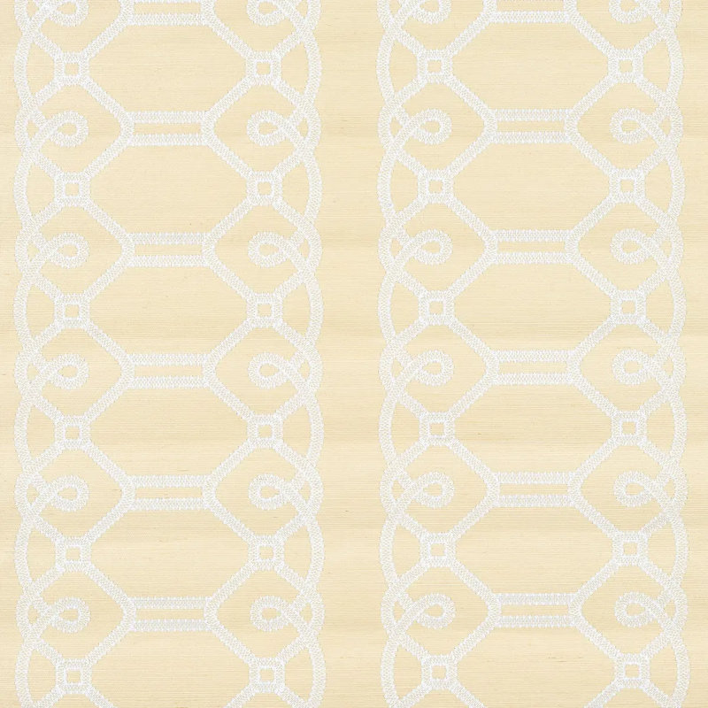 Papier peint brodé en sisal Ziz, Neutre