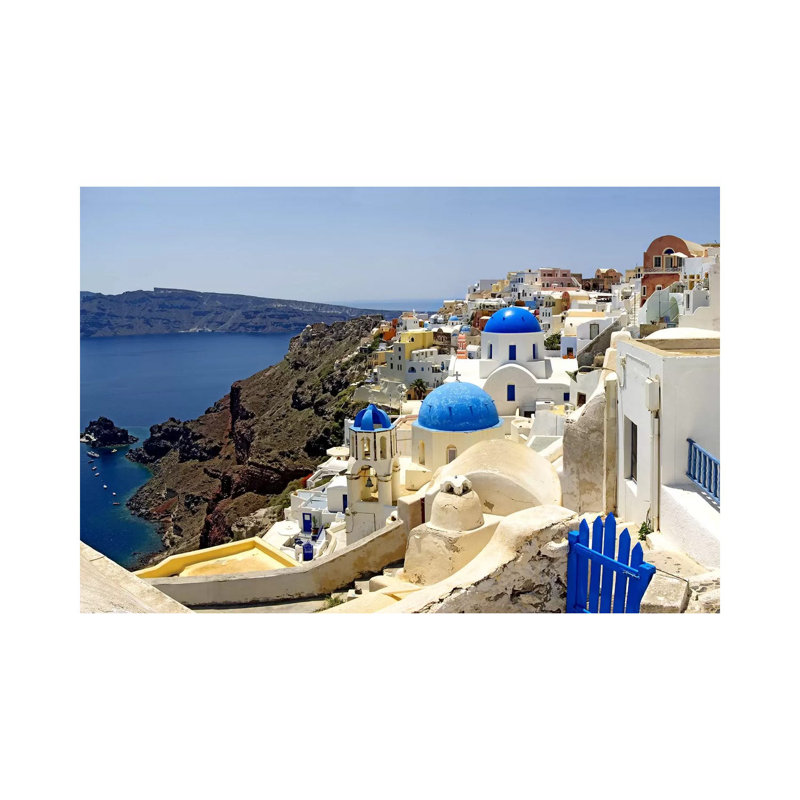 High Angle View Of A Church, Oia, Santorini, Cyclades Island by Panoramic Images - No Frame Print on Canvas