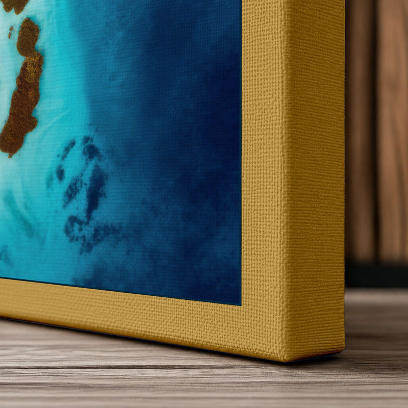 Atoll From Above Coastal - Wrapped Canvas, 24x16 - 61.0 x 40.6 cm, Ochre Border