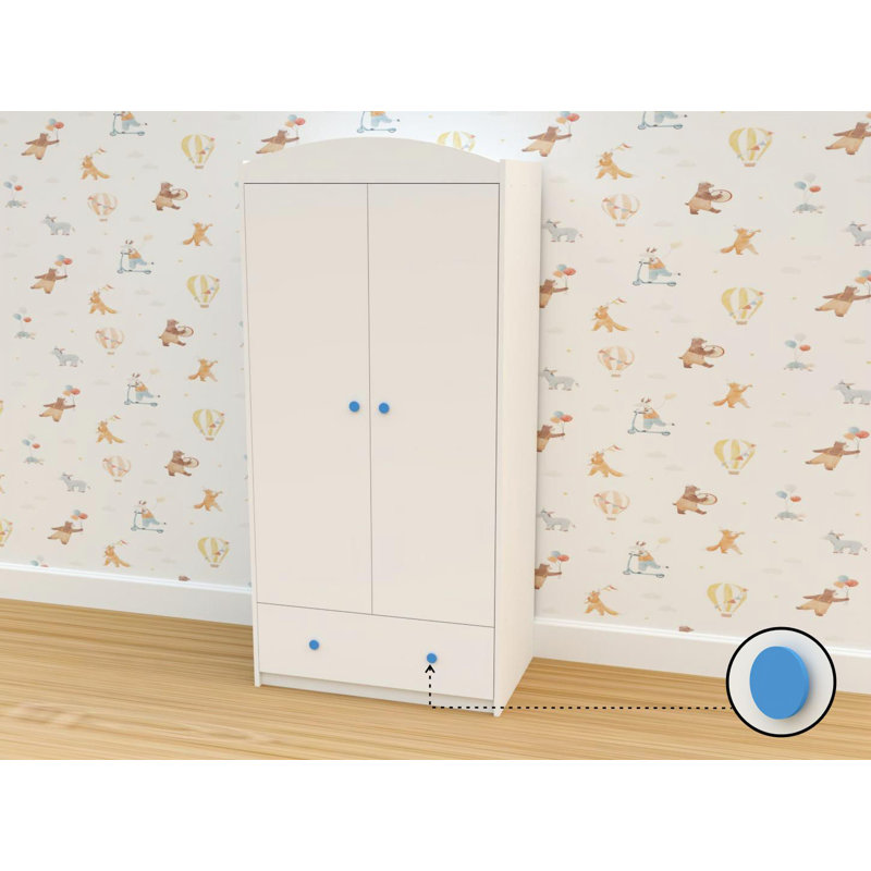 Plumley 2 Door Wardrobe, White/Blue