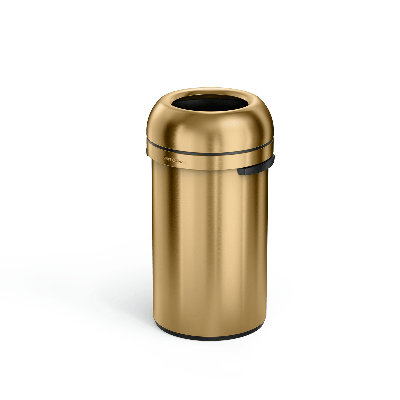 Simplehuman 60L All-Steel Bullet Open Can, Gold Heavy-Gauge Steel