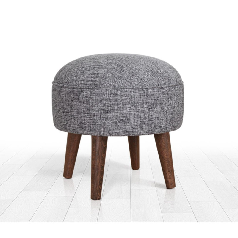 Cooper 43cm Wide Round Solid Colour Footstool Ottoman, Grey