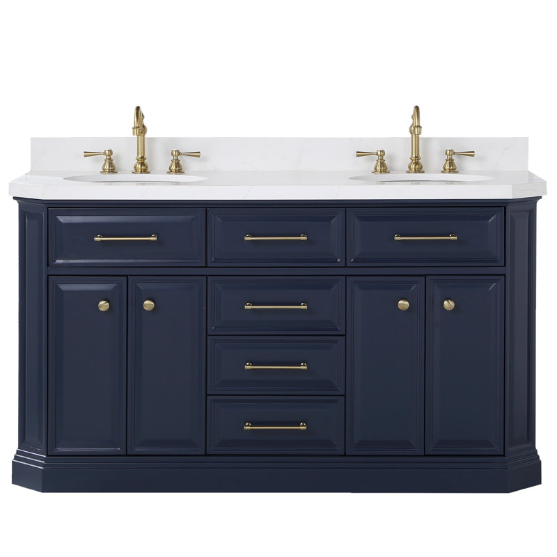 Palace 60'' W Vanity, Monarch Blue, Satin Gold
