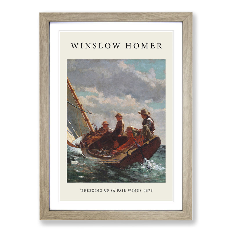 A Fair Wind by Winslow Homer - Picture Frame Painting, 48cm H x 36cm W x 2cm D, Oak Framed