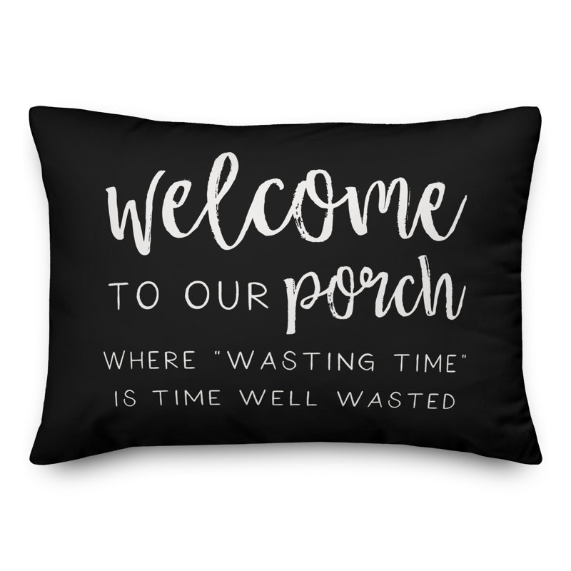 Coussin décoratif intérieur / extérieur en polyester , H 18 po x l 25 po, Noir