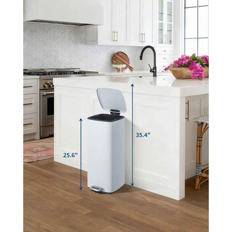 Poubelle de cuisine 8 gallons en acier inoxydable avec couvercle à fermeture en douceur et seau intérieur amovible en plastique